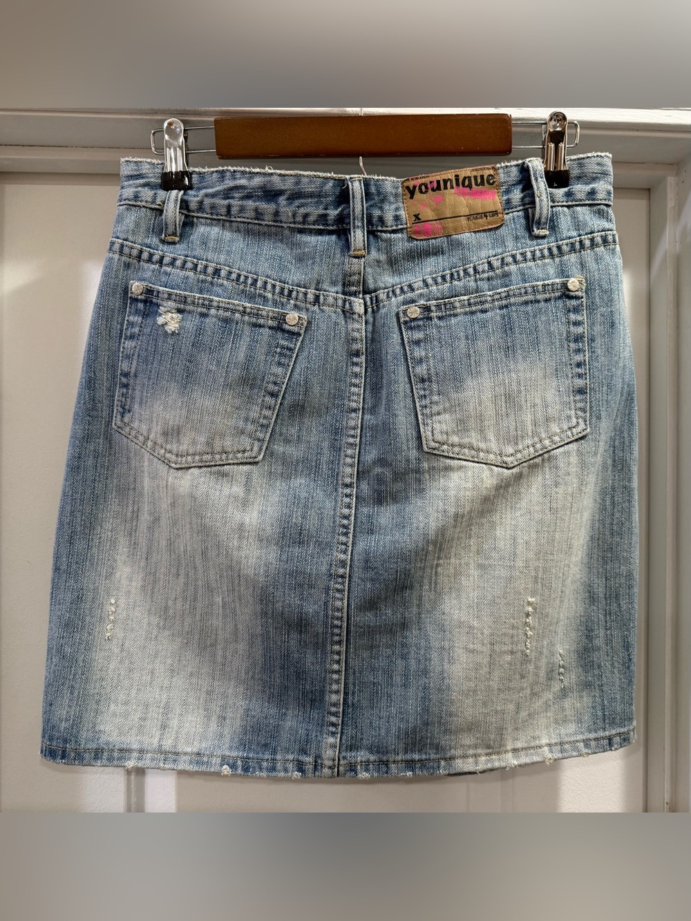 Younique Vintage Y2K Distressed Denim Blue Jean Skirt Size 7